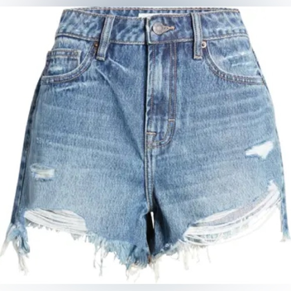 High Waist Distressed Cutoff Denim Shorts - size large
